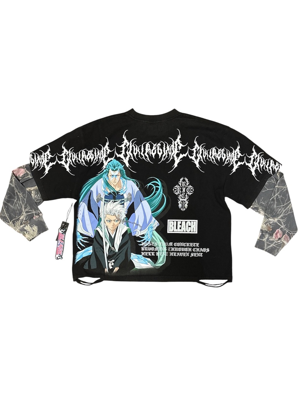 Civil Regime BLEACH Double Sleeve Black/Camo Shirt Size: Large NWT